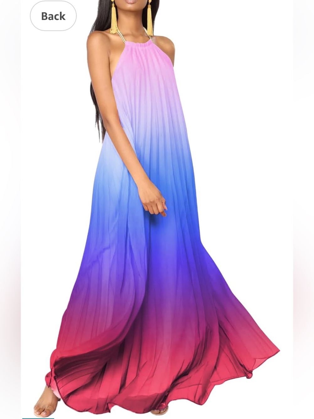 Gradient Halter Maxi Dress in Pink to Blue - Women's Summer Dress